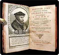 "First published in 1556, this is a medical treasury by the Dutch physician and humanist Hadrianus Junius (Dutch, Adriaen de Jonghe, 151175). Junius was not only an illustrious physician but also a Renaissance man who wrote neo-Latin poems, medical and botanical works, emblem books, history, and a GreekLatin dictionary. This work is an overview of ancient medicine (with Juniuss improvements thereon)." ( � 2005 The Philadelphia Rare Books & Manuscripts Company ) 